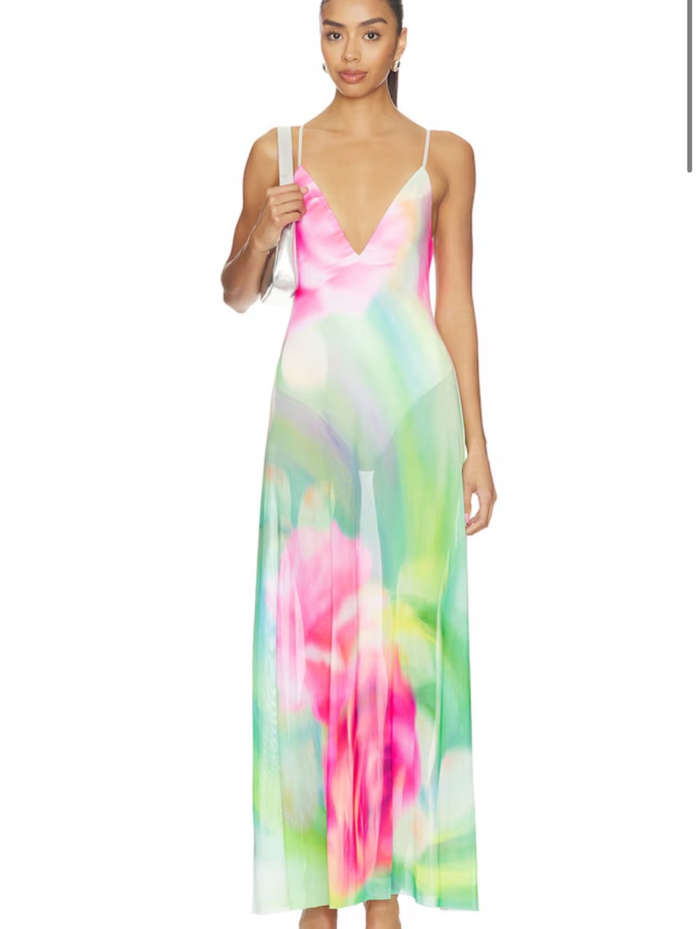 REVOLVE Pastel Watercolor Maxi Dress in Pink and Green - Picture 1 of 3